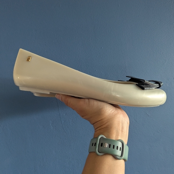 NEW Melissa Space Love Ballet Flat White Sparkly/Pearl-Black - Picture 2 of 4